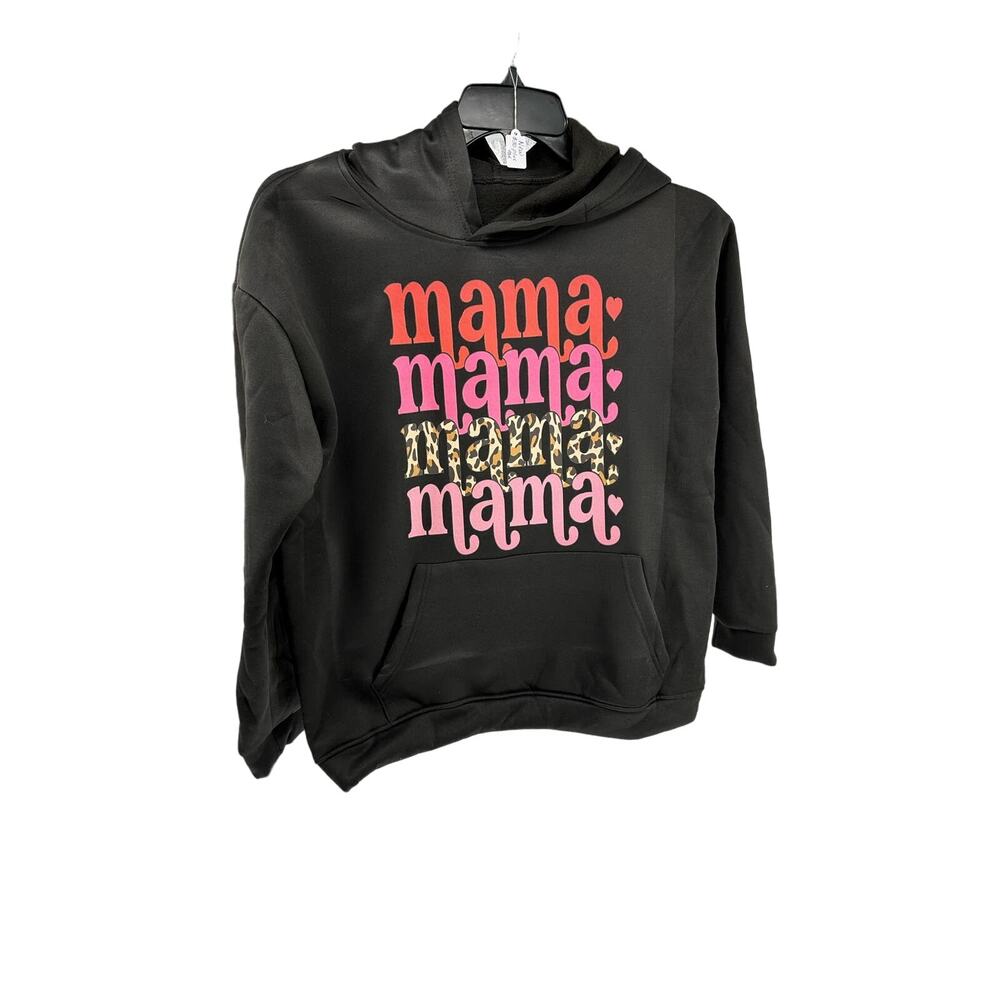 New Women's Mama Graphic Black Pullover Hoodie Sweatshirt Women's Size Small